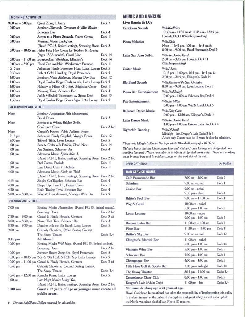 Mariner Compasses/Spa Menu 4/134/20/08 Eastern Royal Caribbean